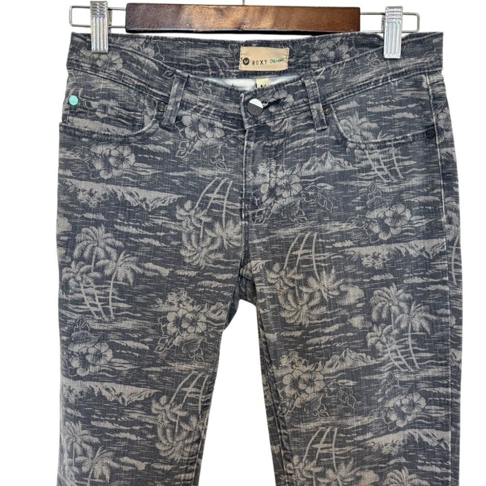 Roxy Women’s Denim Gray Floral Patterned Jeans Size 26